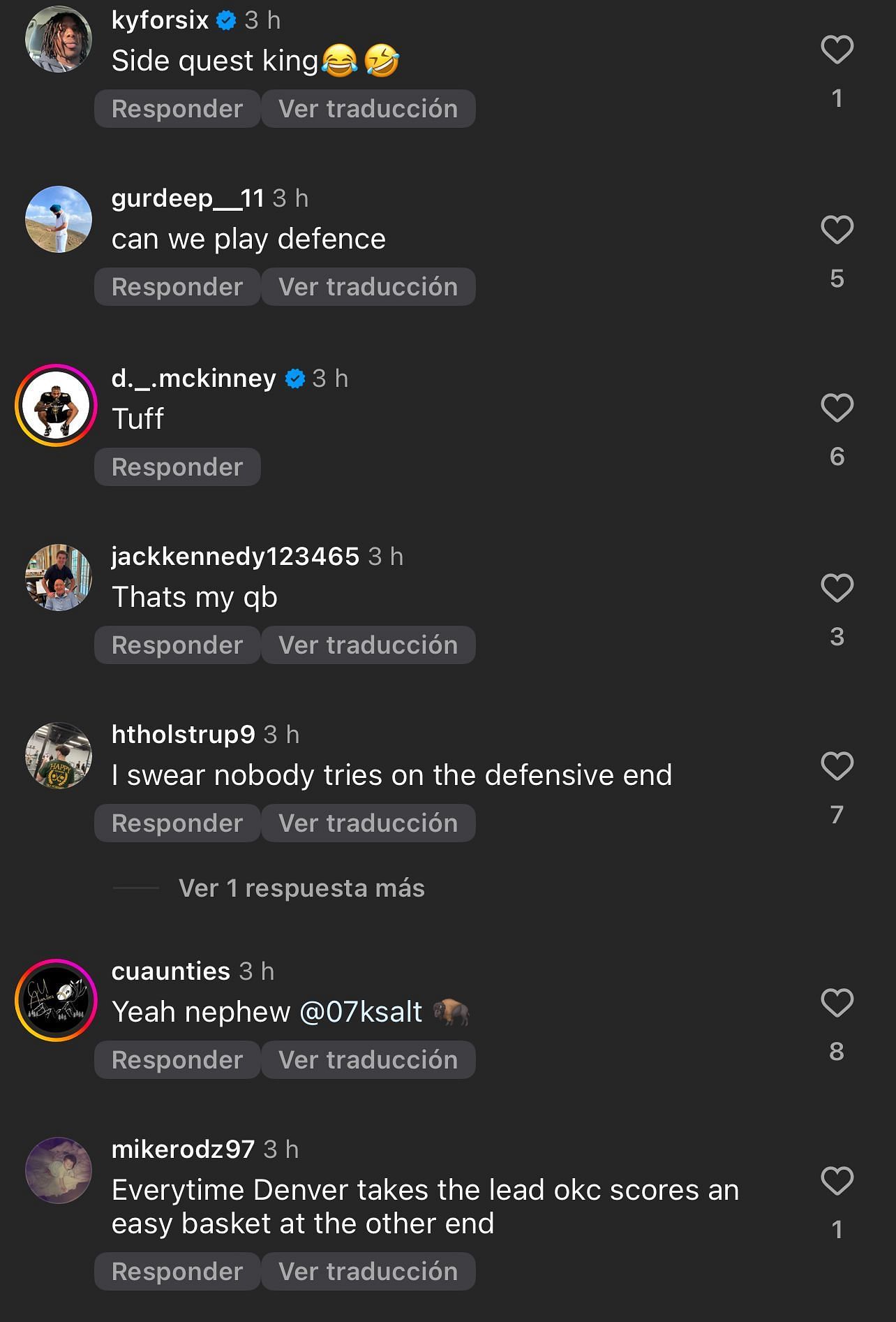 Reactions to Kaidon Salter's opening shot. - Source: Instagram@nuggets